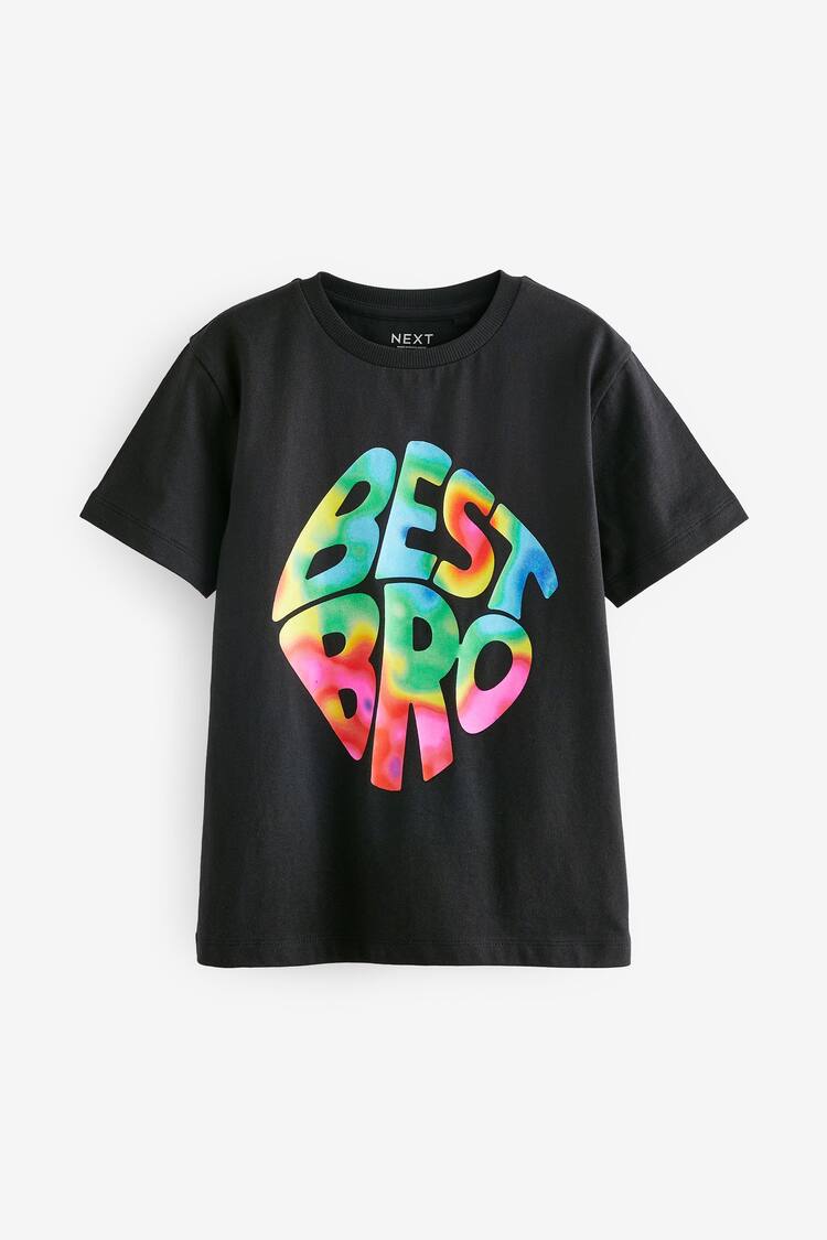 Black Best Bro Short Sleeve Graphic 100% Cotton T-Shirt (3-16yrs) - Image 1 of 3