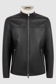 Reiss Black Brankos Leather Sheepskin Jacket - Image 2 of 6