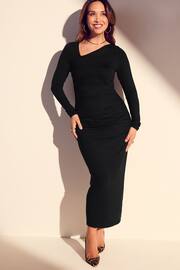 Myleene Klass Black Jersey Rouched Long Sleeve Bodycon Dress - Image 1 of 6