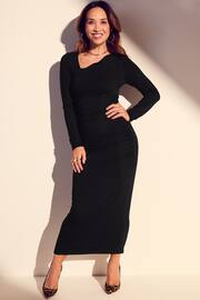 Myleene Klass Black Jersey Rouched Long Sleeve Bodycon Dress - Image 2 of 6