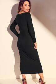 Myleene Klass Black Jersey Rouched Long Sleeve Bodycon Dress - Image 4 of 6