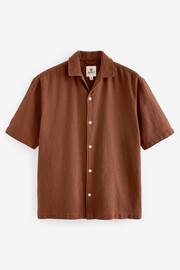 Brown Textured Short Sleeve Cuban Collar Shirt - Image 5 of 7