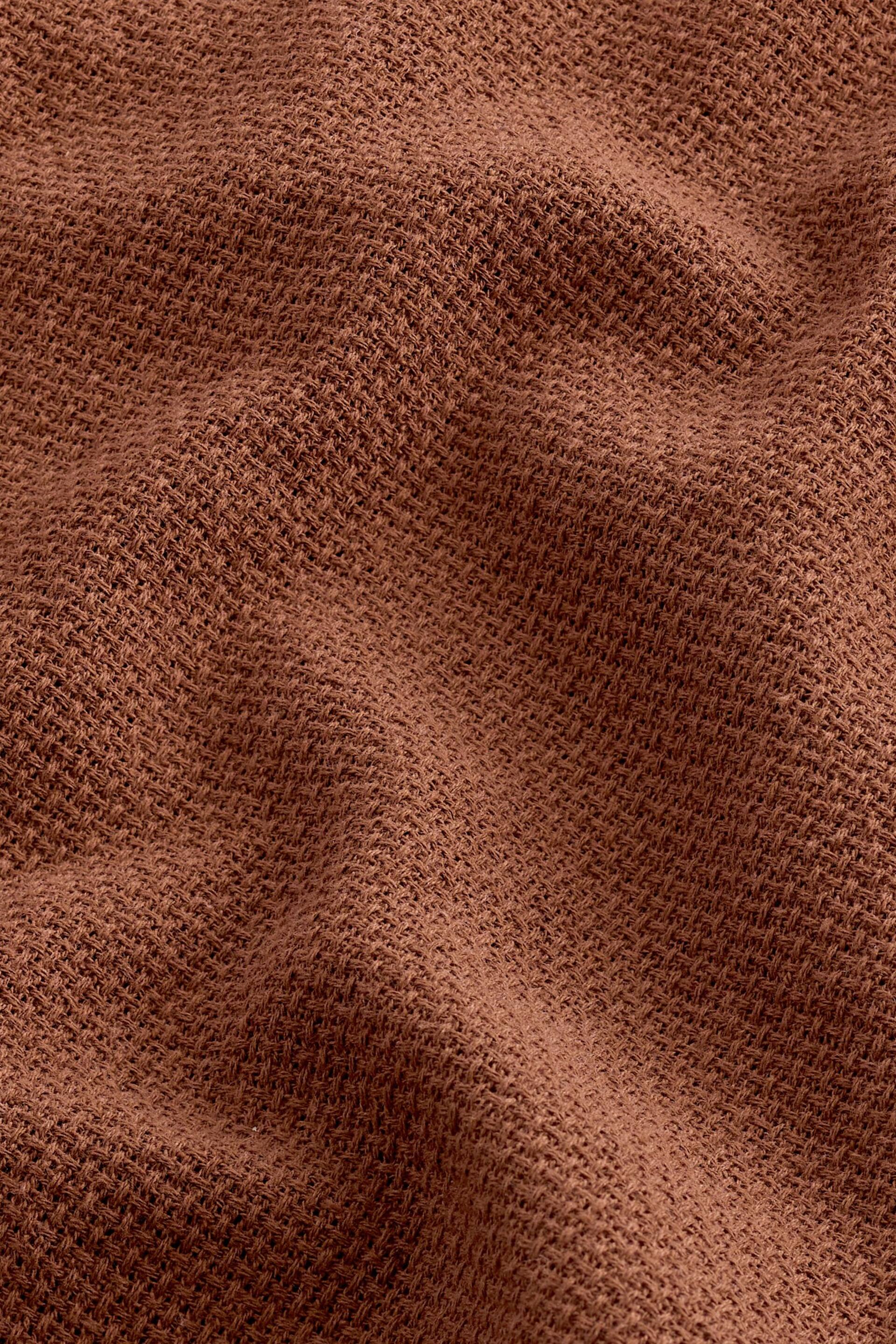 Brown Textured Short Sleeve Cuban Collar Shirt - Image 7 of 7