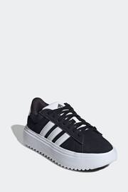 adidas Black Grand Court Platform Suede Shoes - Image 3 of 10