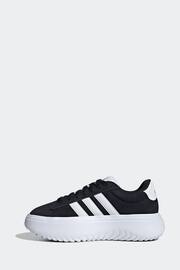 adidas Black Grand Court Platform Suede Shoes - Image 4 of 10