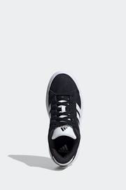 adidas Black Grand Court Platform Suede Shoes - Image 5 of 10