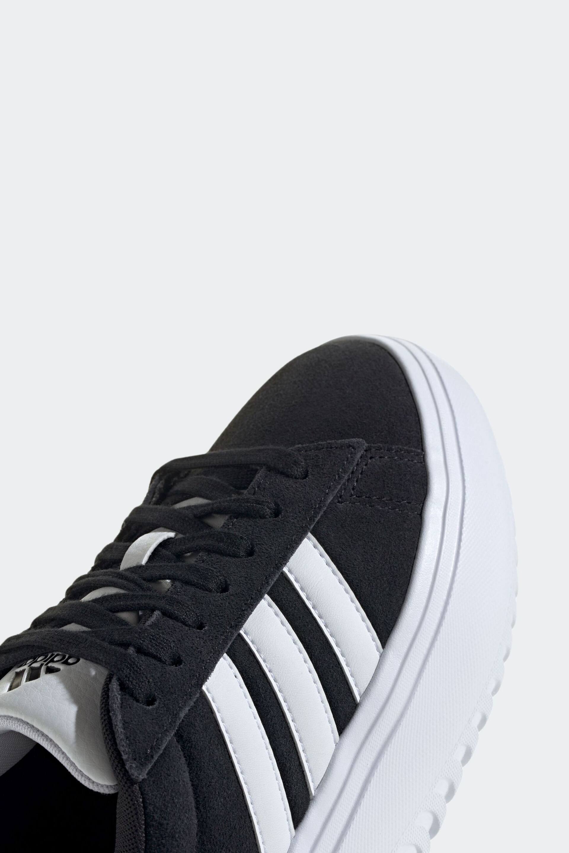 adidas Black Grand Court Platform Suede Shoes - Image 8 of 10