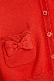 Red Cotton Rich Bow Pocket School Cardigan (3-16yrs) - Image 7 of 7
