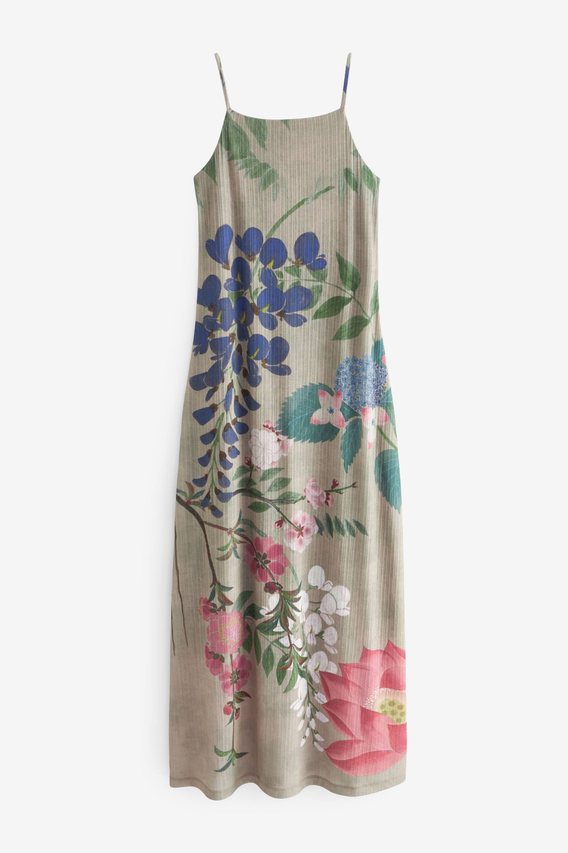 Neutral Floral Kew Collection Strappy Slip Dress - Image 6 of 7