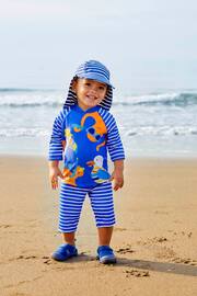 JoJo Maman Bébé Blue Stripe UPF 50 2-Piece Sun Protection Suit - Image 1 of 7