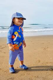 JoJo Maman Bébé Blue Stripe UPF 50 2-Piece Sun Protection Suit - Image 2 of 7