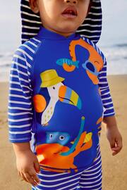 JoJo Maman Bébé Blue Stripe UPF 50 2-Piece Sun Protection Suit - Image 4 of 7