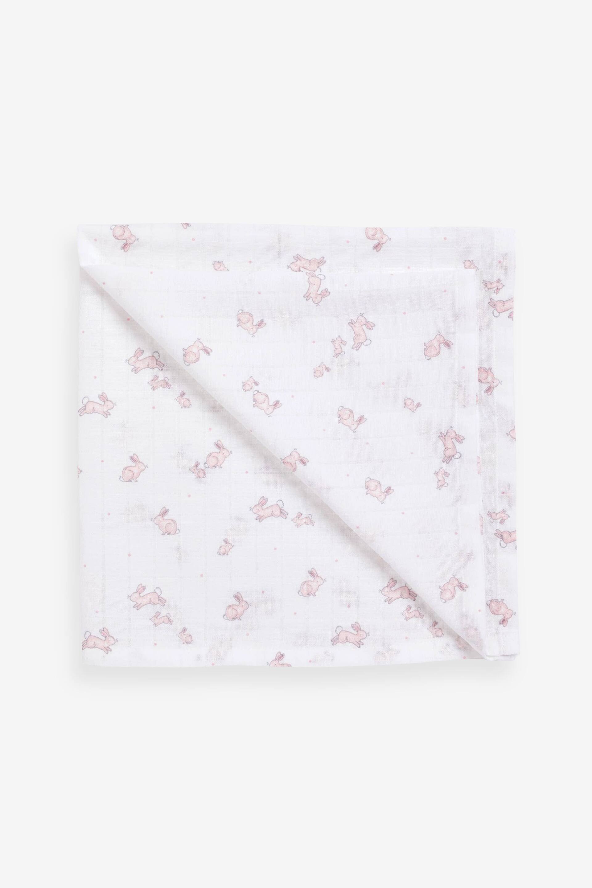 Pink Rabbit Baby Muslin Cloths 4 Packs - Image 2 of 6