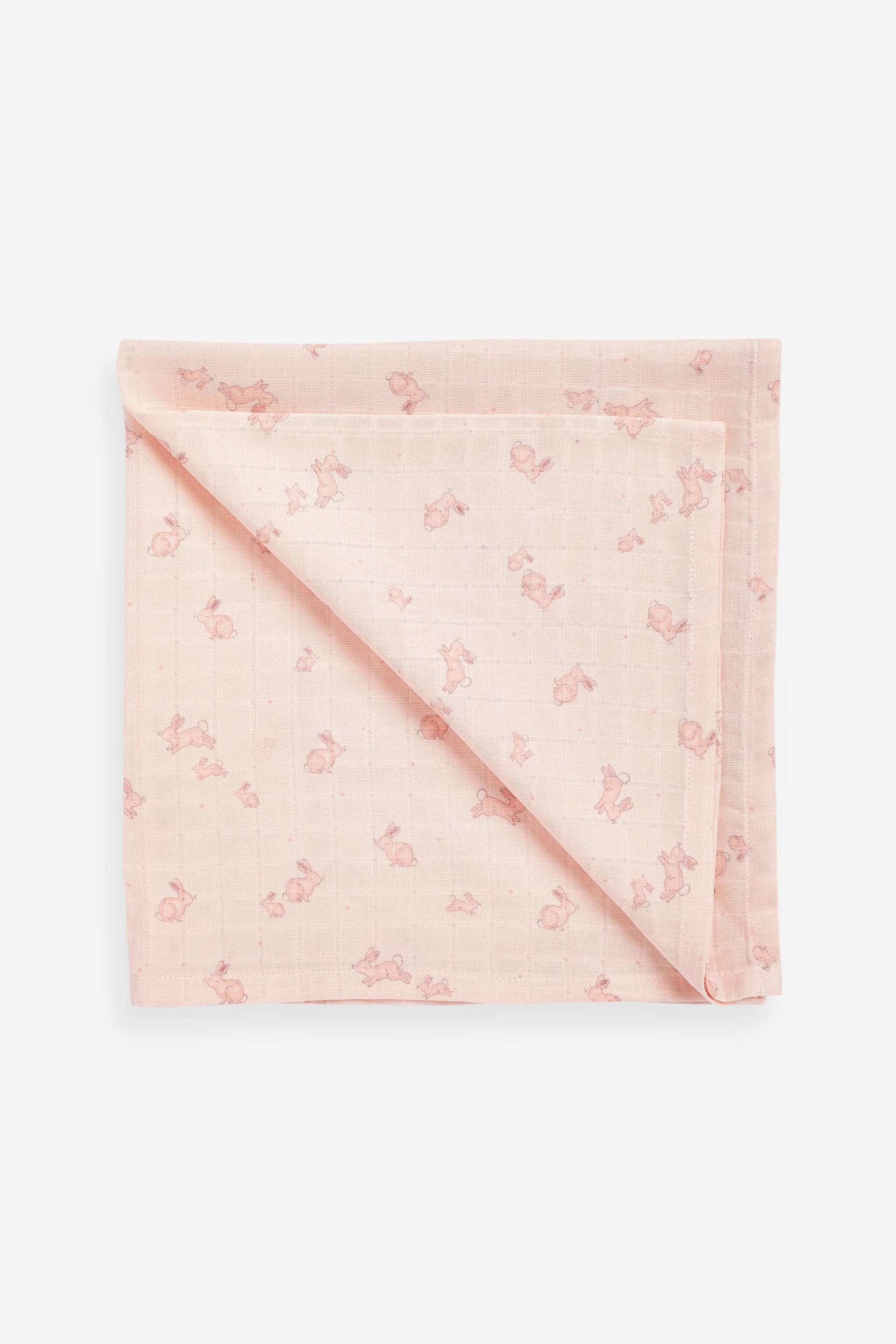 Pink Rabbit Baby Muslin Cloths 4 Packs - Image 5 of 6