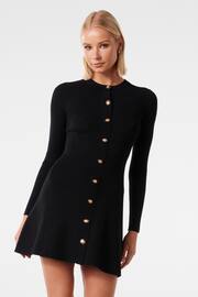 Forever New Black Jolie Button Through Mini Knit Dress - Image 1 of 5