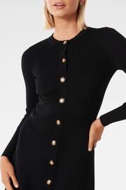 Forever New Black Jolie Button Through Mini Knit Dress - Image 5 of 5