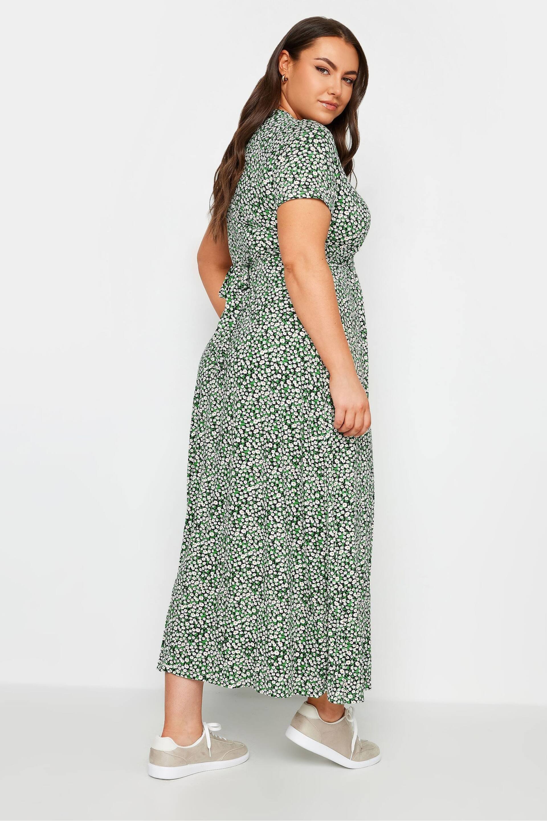 Yours Curve Green Floral Maxi Wrap Dress - Image 2 of 4