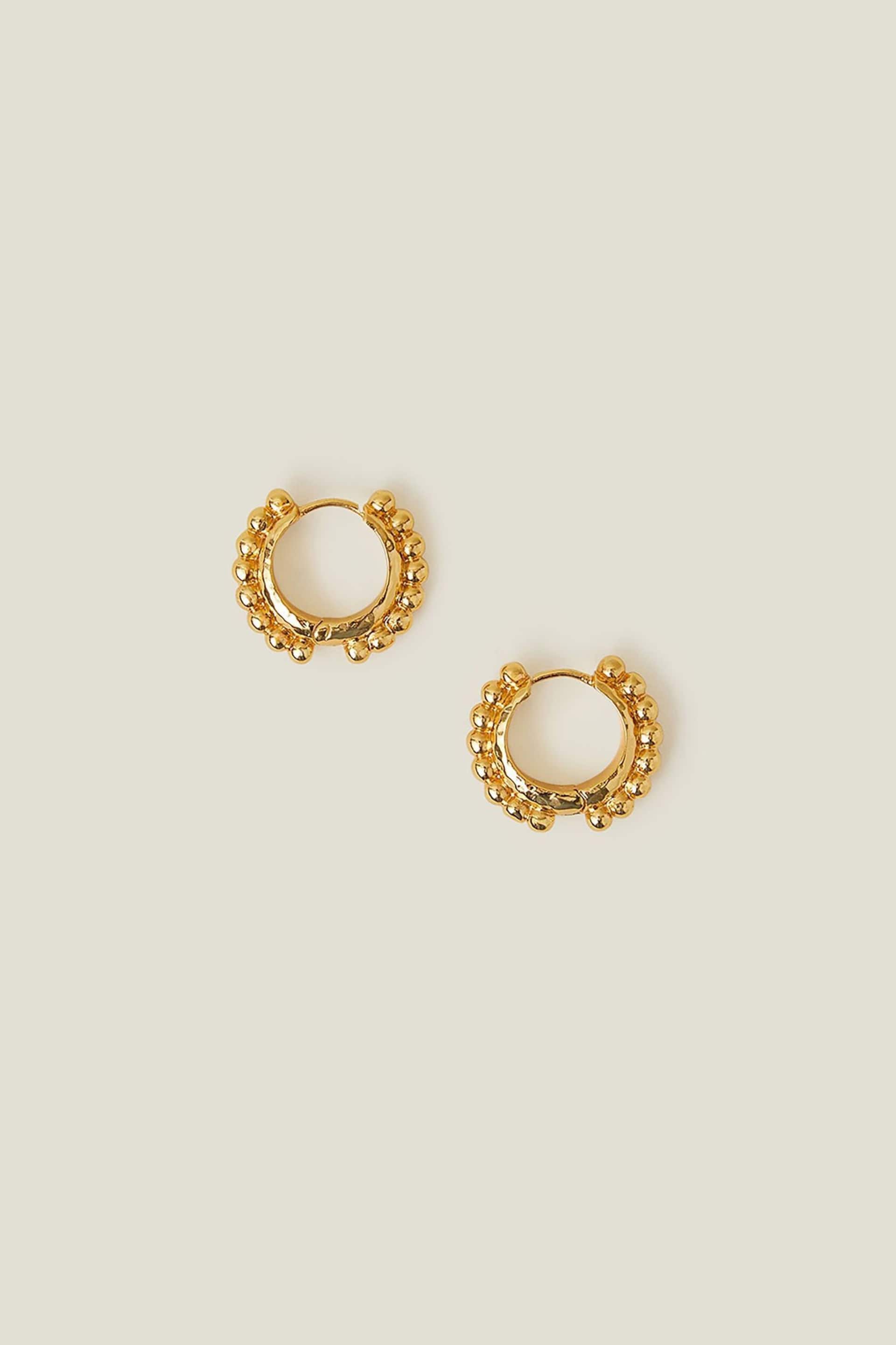 Accessorize 14ct Gold Plated Bobble Round Hoop Earrings - Image 1 of 3