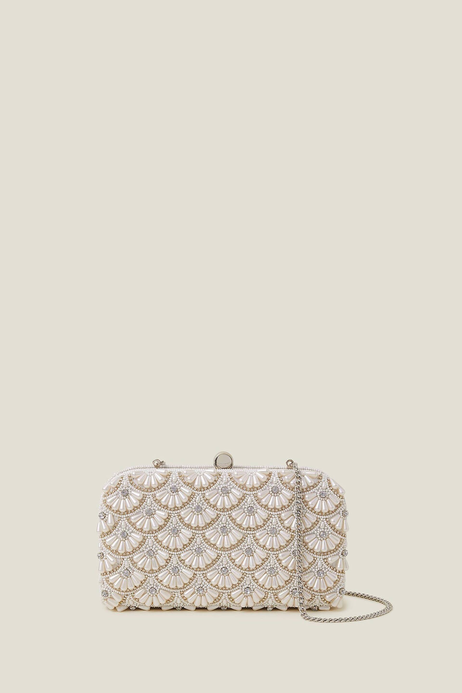 Accessorize Natural Bridal Hand-Beaded Hardcase Clutch - Image 2 of 4