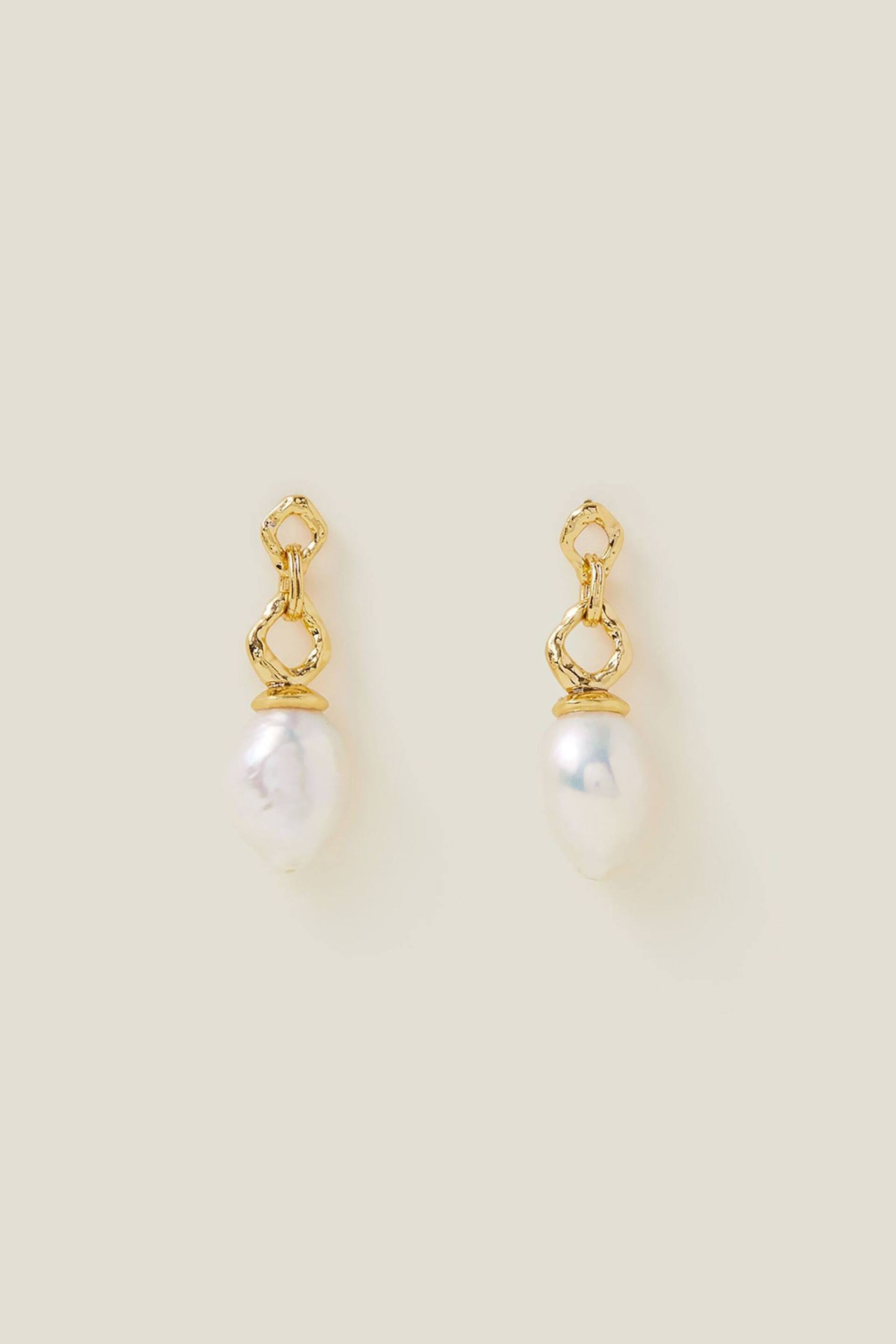 Accessorize 14ct Gold Plated Pearl Drop Earrings - Image 1 of 3
