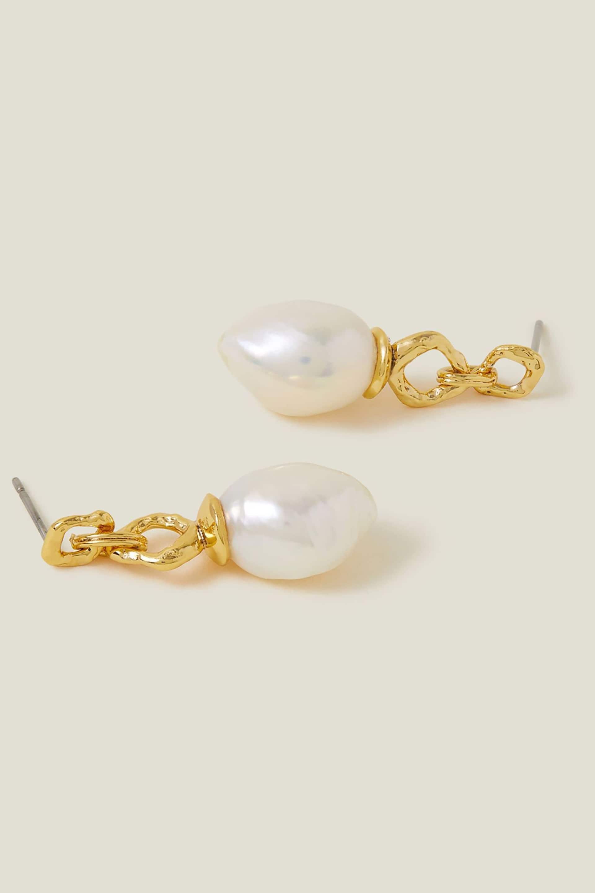 Accessorize 14ct Gold Plated Pearl Drop Earrings - Image 2 of 3