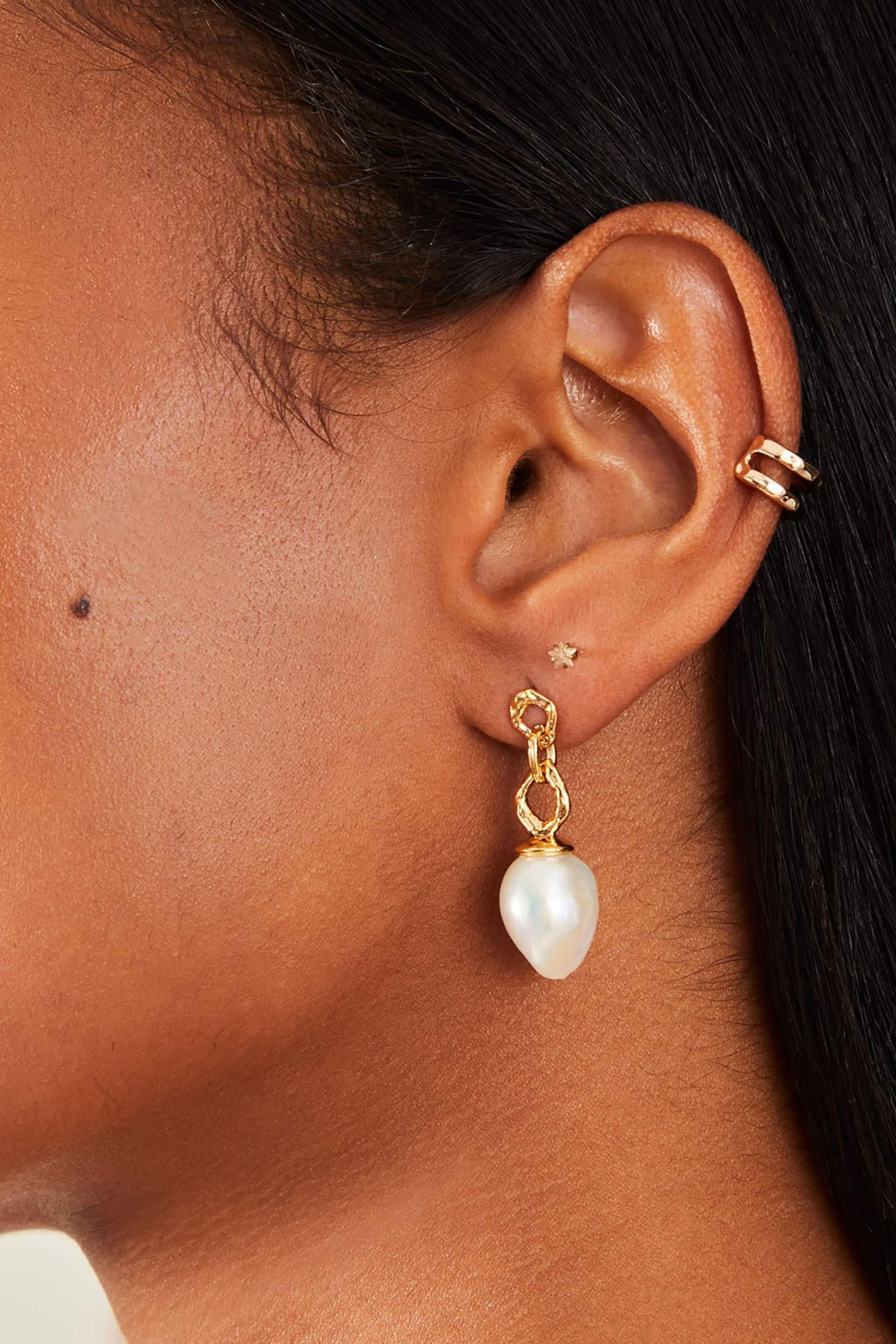 Accessorize 14ct Gold Plated Pearl Drop Earrings - Image 3 of 3