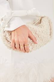 Accessorize Natural Bridal Pearl Satin Bag - Image 1 of 4