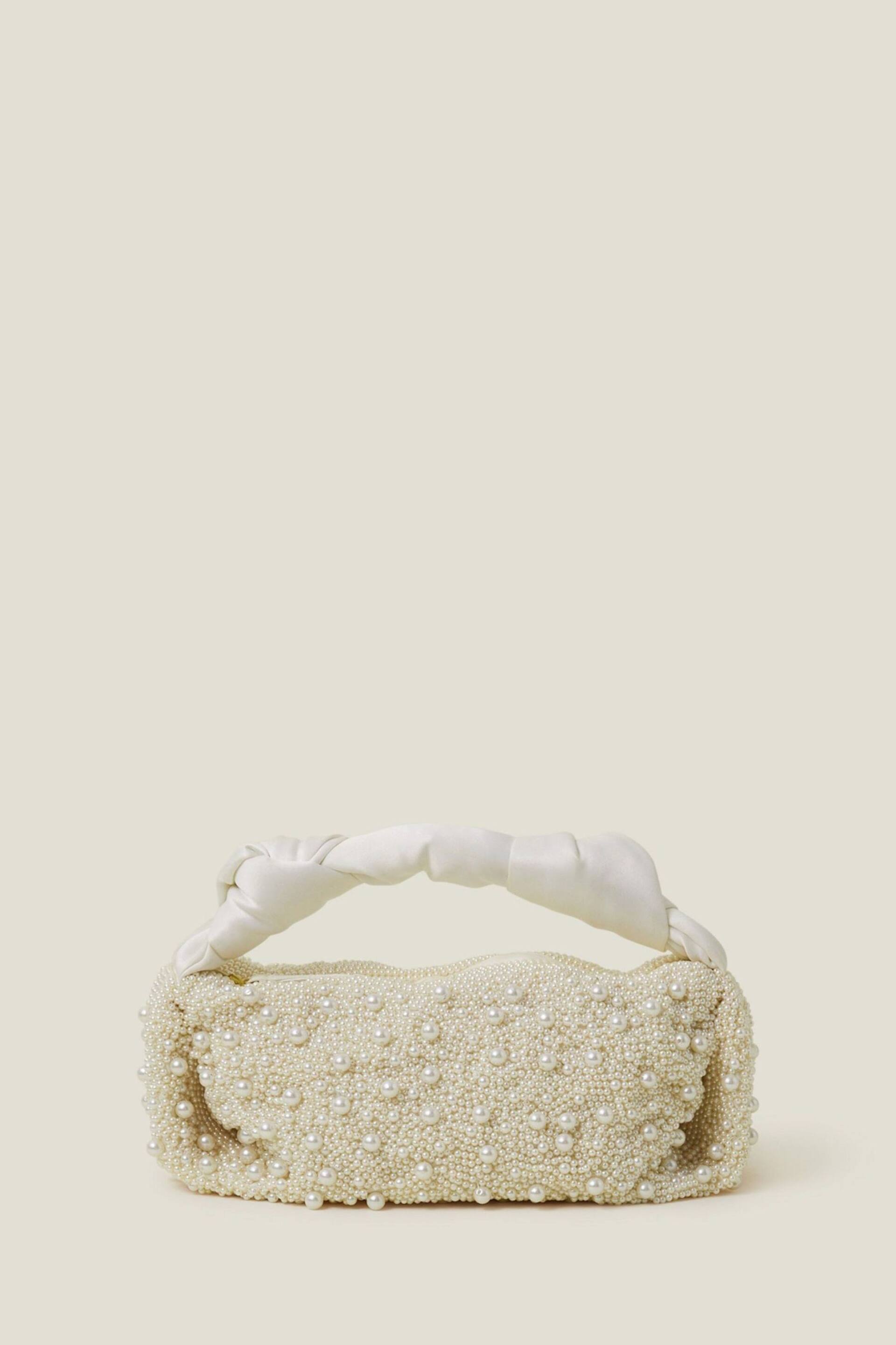 Accessorize Natural Bridal Pearl Satin Bag - Image 2 of 4