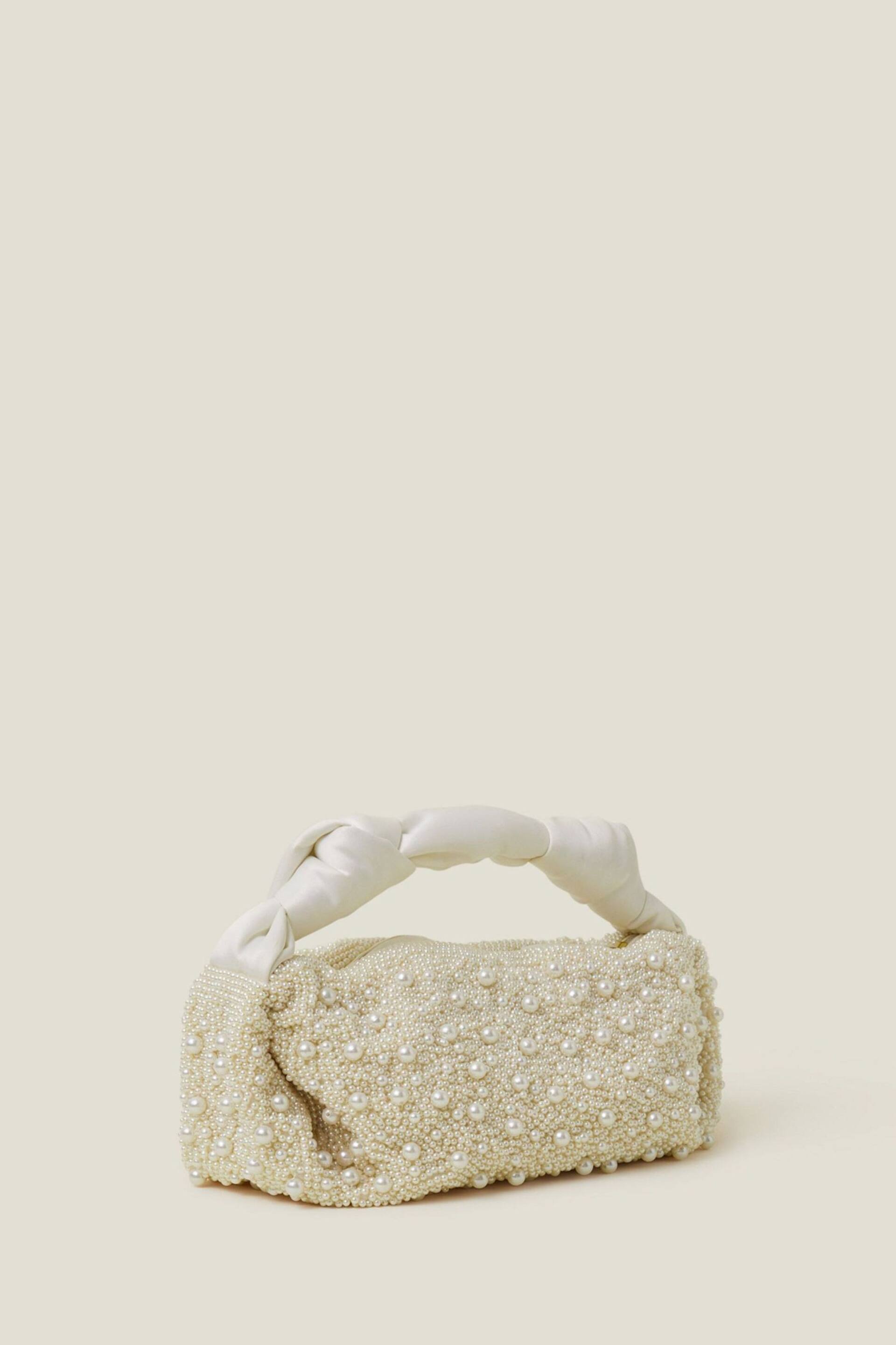 Accessorize Natural Bridal Pearl Satin Bag - Image 3 of 4