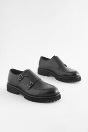 Black EDIT Cleated Leather Monk Shoes - Image 2 of 7