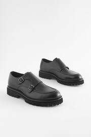 Black EDIT Cleated Leather Monk Shoes - Image 3 of 7