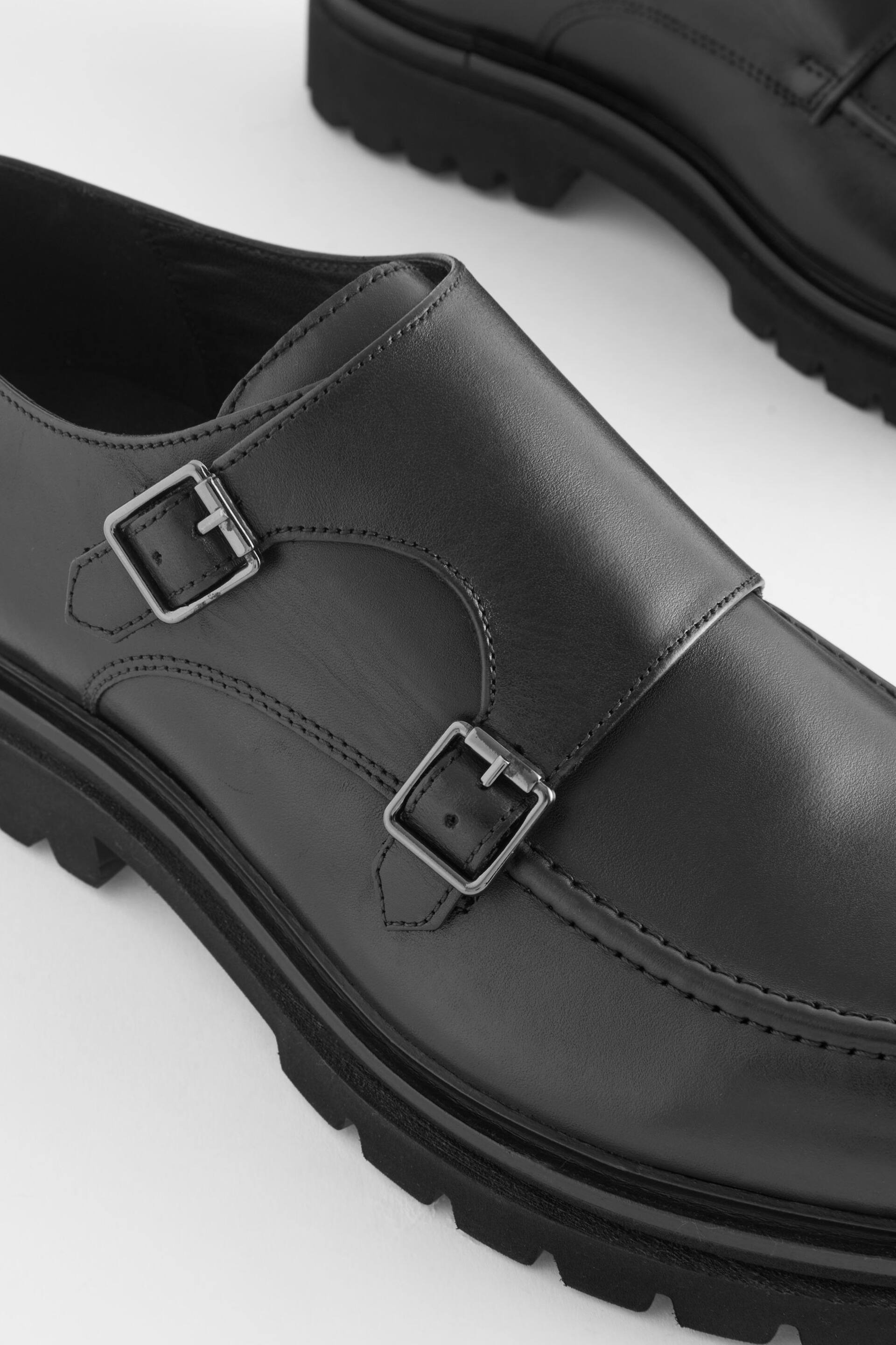 Black EDIT Cleated Leather Monk Shoes - Image 7 of 7