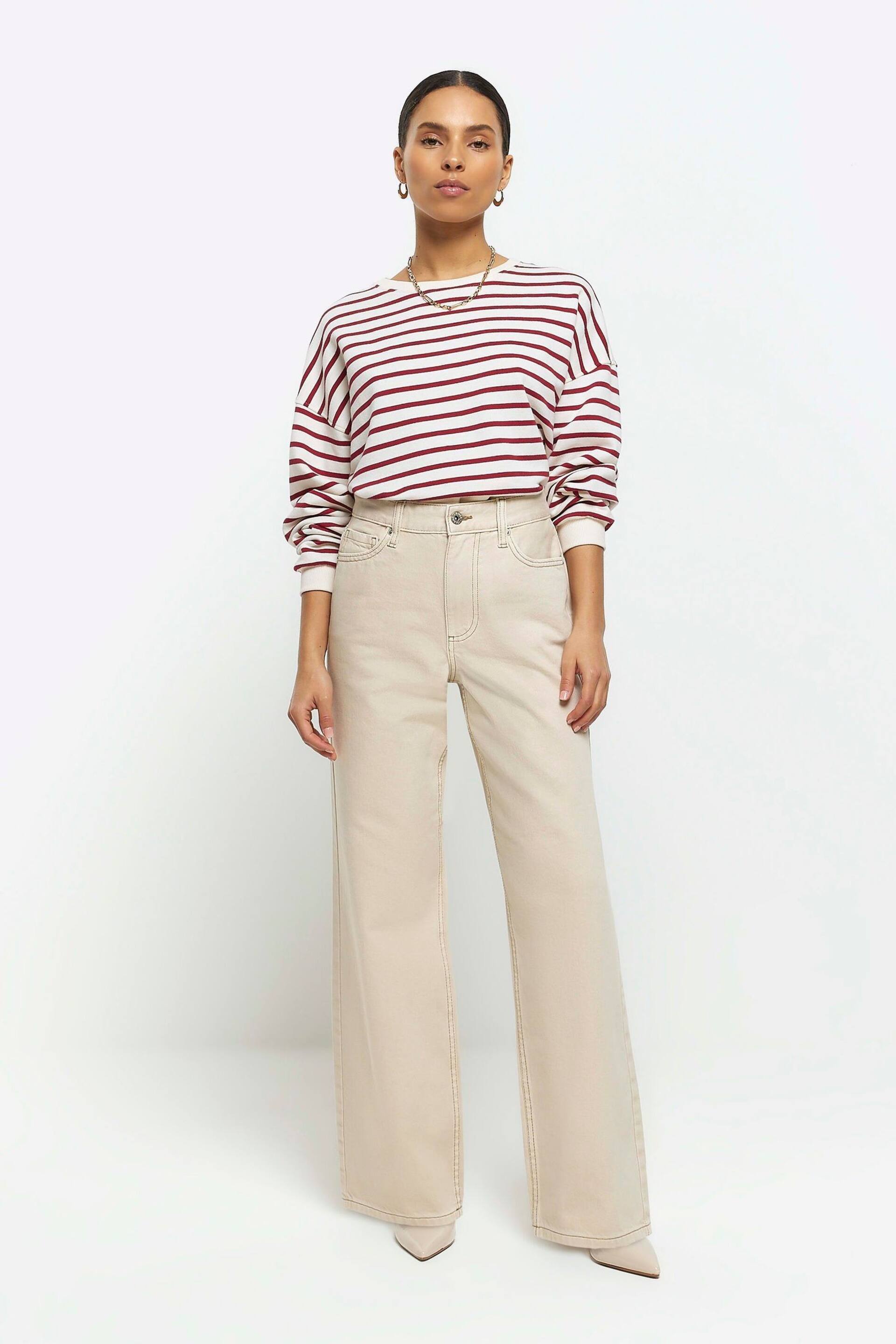 River Island Cream Petite High Rise Relaxed Straight Leg Jeans - Image 1 of 5