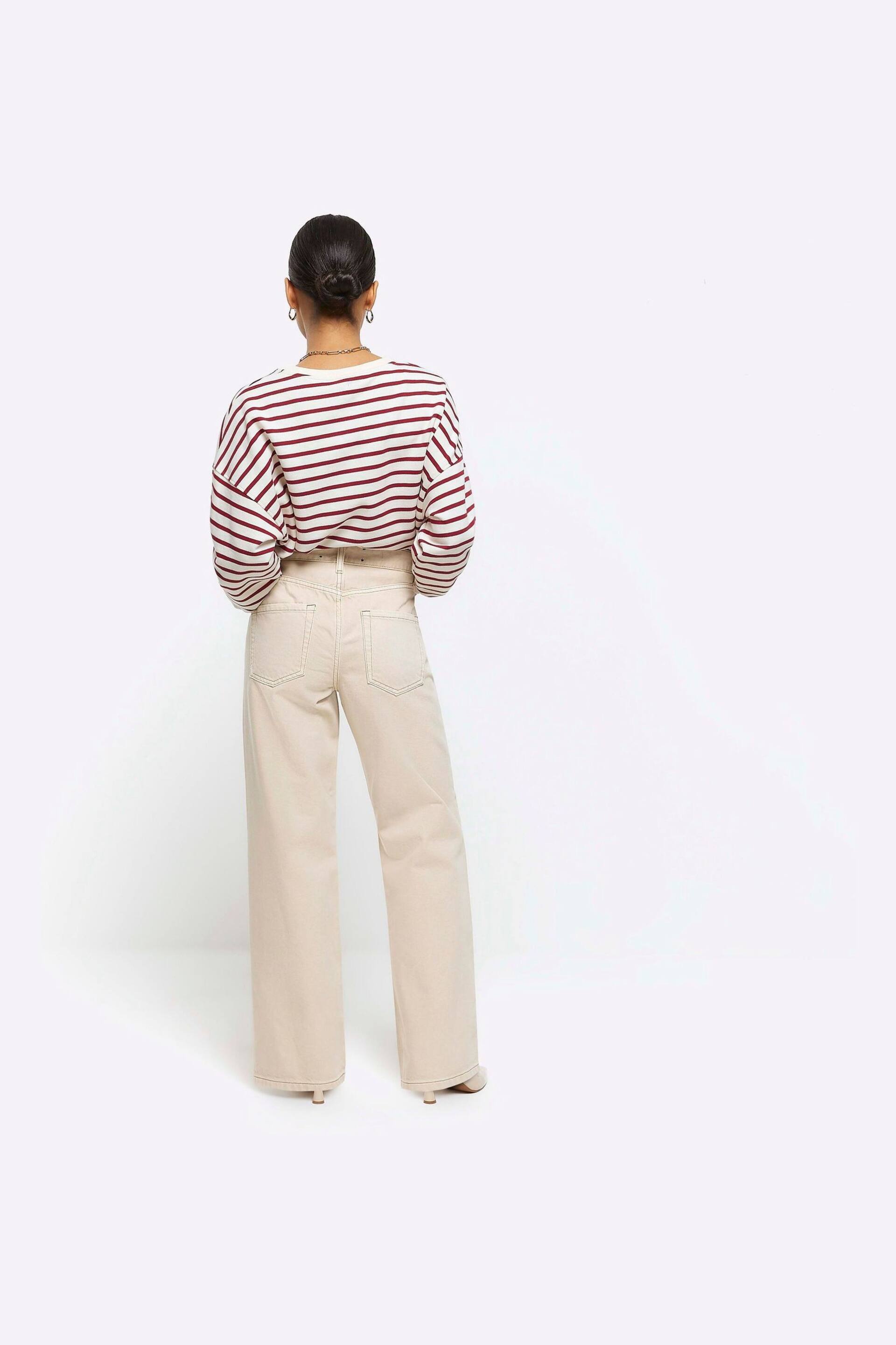 River Island Cream Petite High Rise Relaxed Straight Leg Jeans - Image 2 of 5