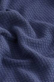 Mid Blue Knitted Bubble Textured Regular Fit Polo Shirt - Image 3 of 4