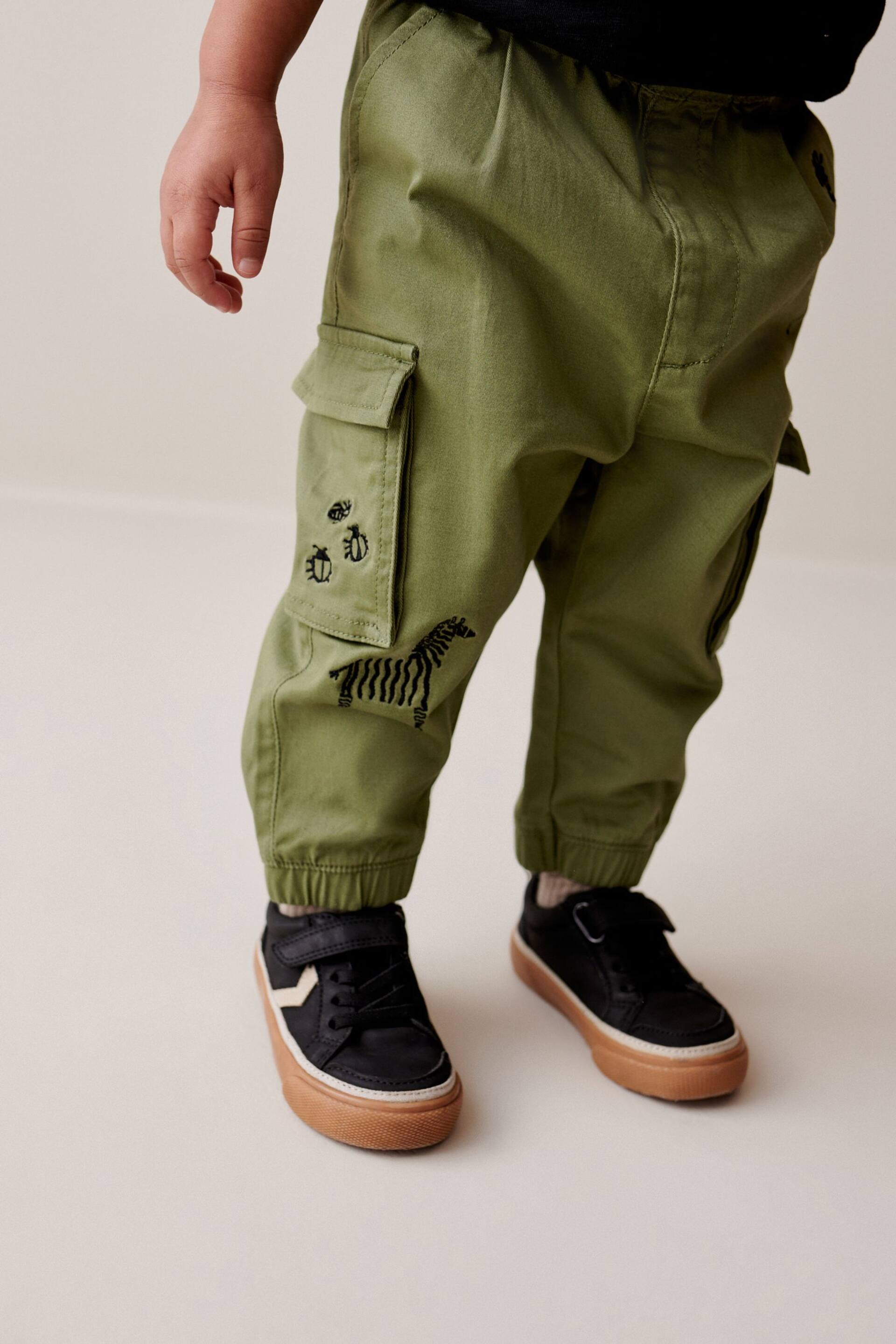 Khaki Green Animals Cargo Trousers (3mths-7yrs) - Image 4 of 7