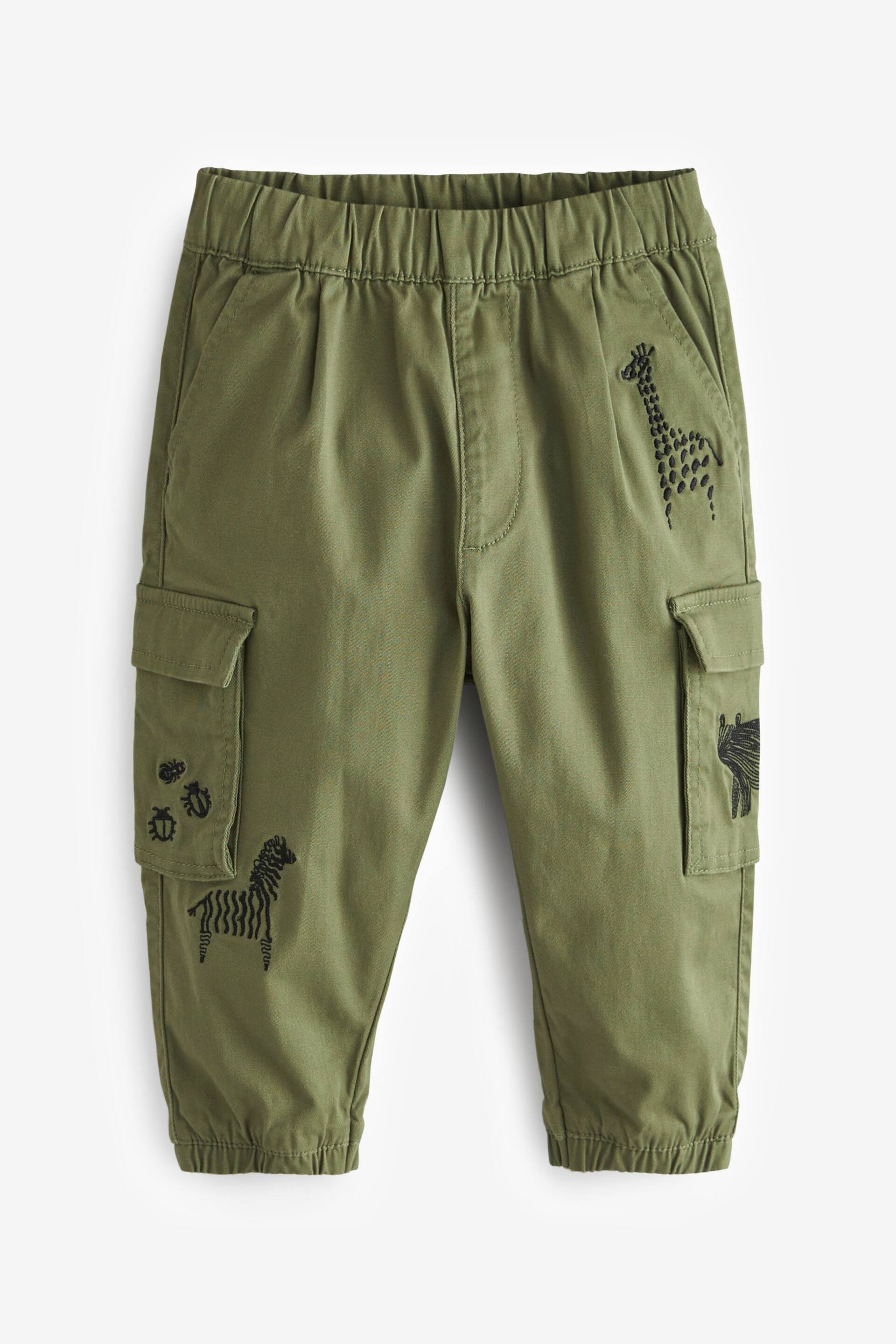 Khaki Green Animals Cargo Trousers (3mths-7yrs) - Image 5 of 7