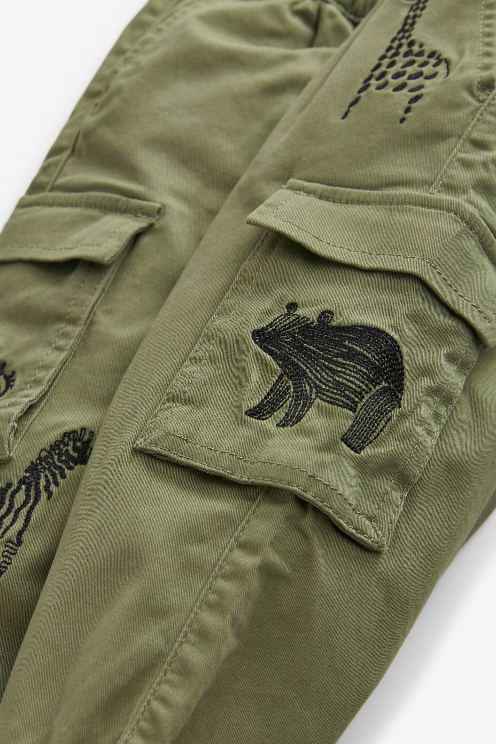 Khaki Green Animals Cargo Trousers (3mths-7yrs) - Image 7 of 7