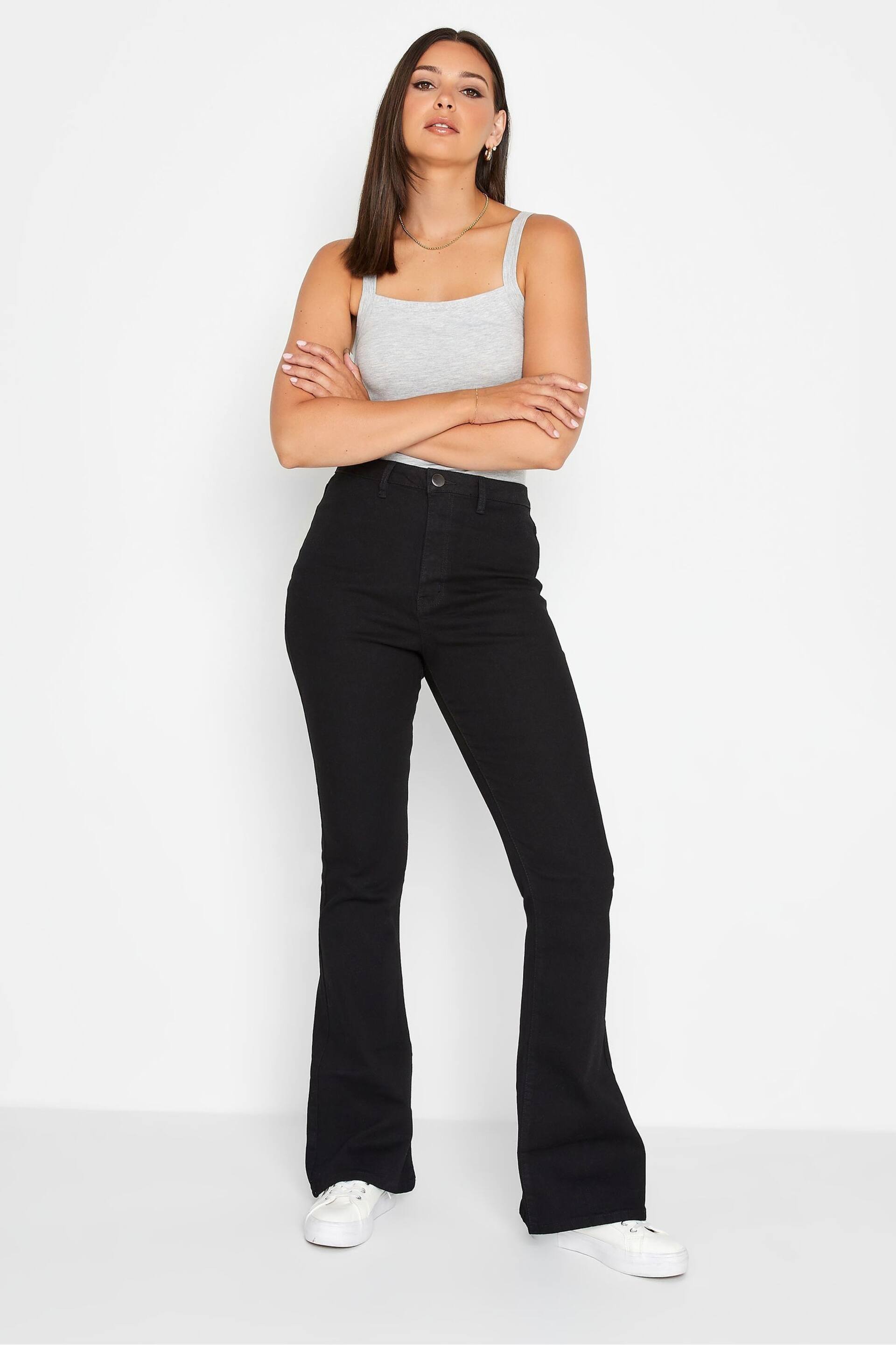 Long Tall Sally Black Denim Flared Jeans - Image 2 of 4