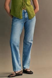 ONLY Blue High Waisted Straight Leg Jeans - Image 1 of 7