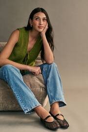 ONLY Blue High Waisted Straight Leg Jeans - Image 3 of 7