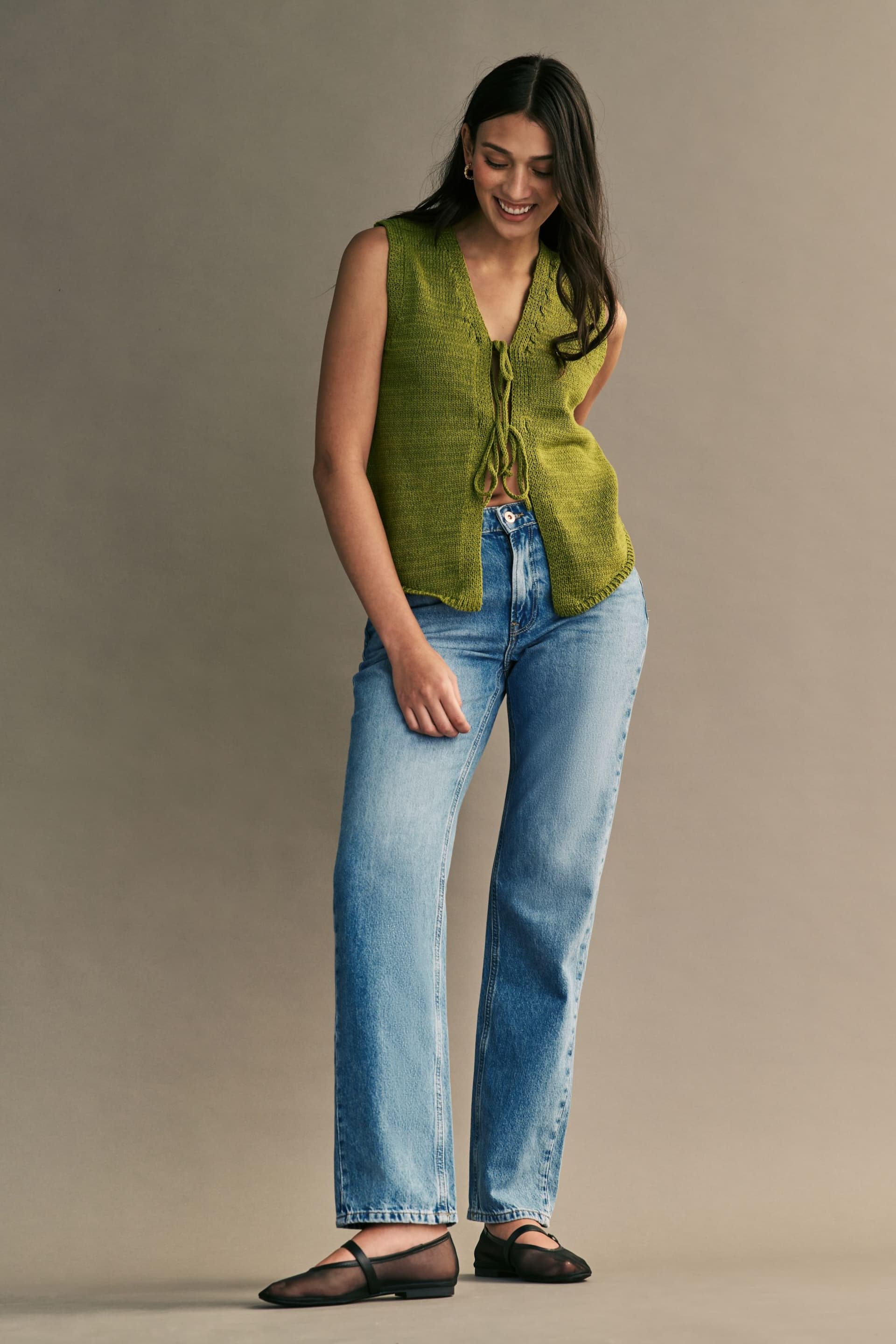 ONLY Blue High Waisted Straight Leg Jeans - Image 4 of 7