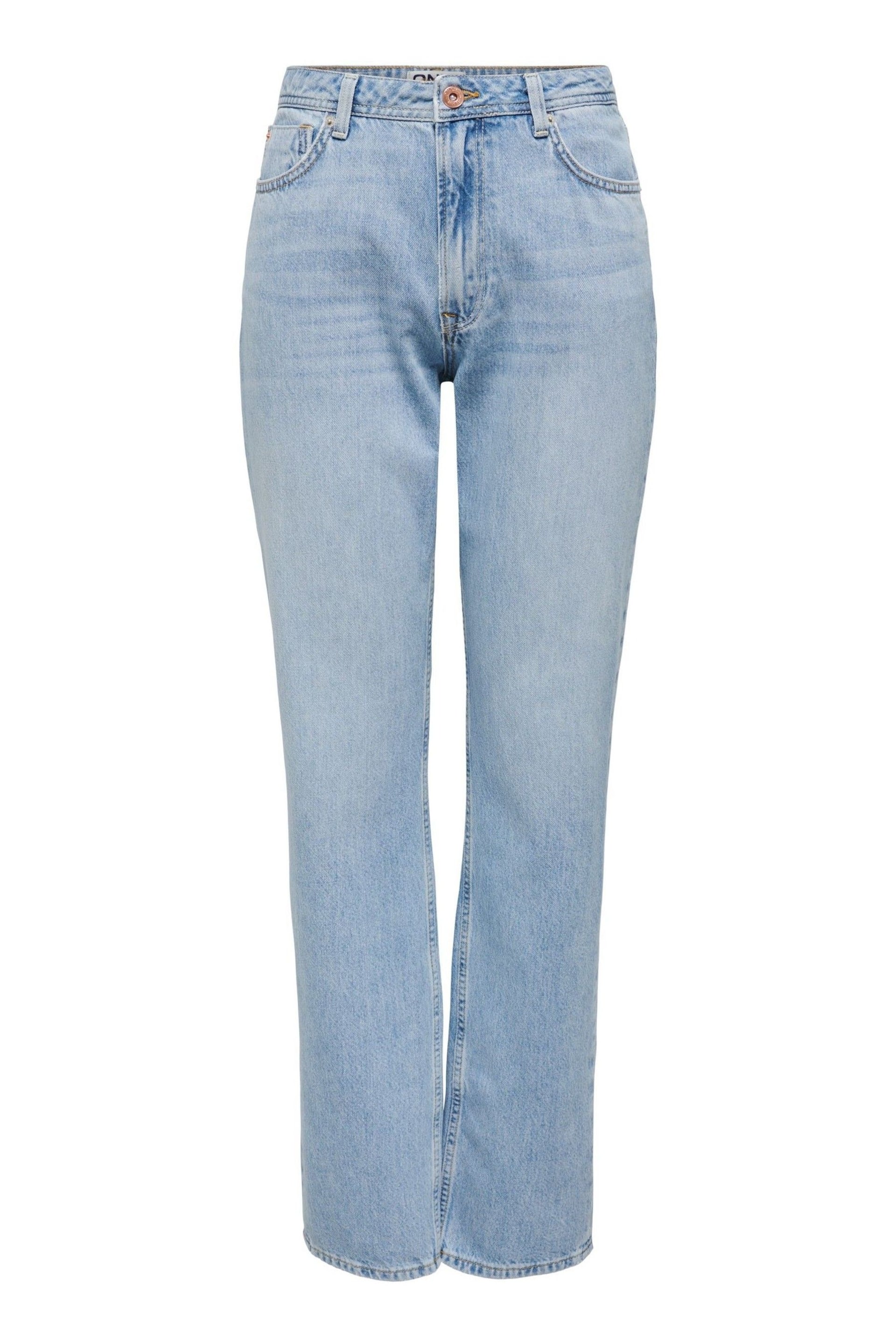 ONLY Blue High Waisted Straight Leg Jeans - Image 6 of 7
