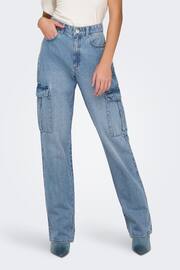 ONLY Blue Utility Cargo Straight Leg Jeans - Image 2 of 7