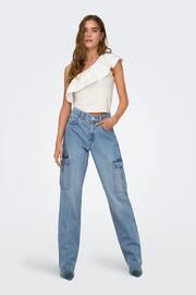 ONLY Blue Utility Cargo Straight Leg Jeans - Image 3 of 7