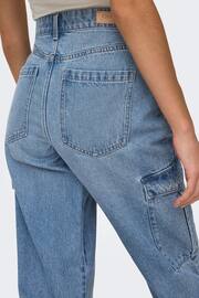 ONLY Blue Utility Cargo Straight Leg Jeans - Image 6 of 7