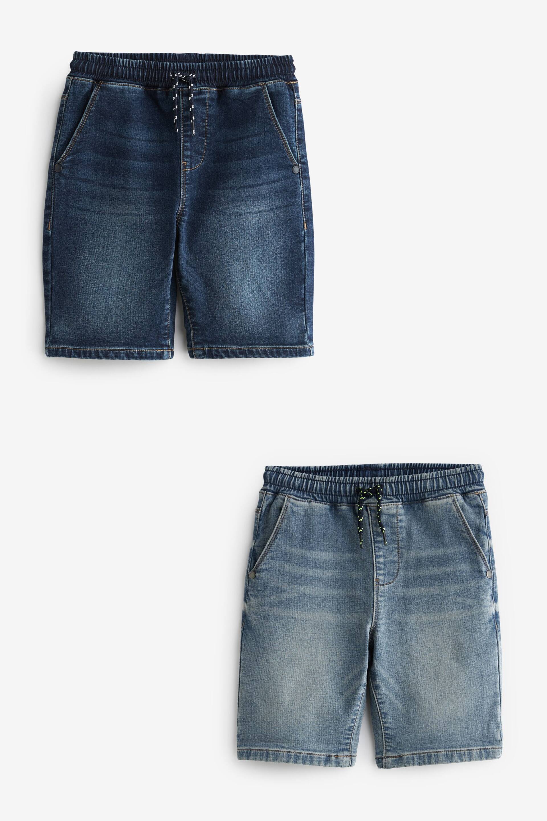Dark Blue/Light Blue Jersey Denim Shorts 2 Pack (3-16yrs) - Image 1 of 5