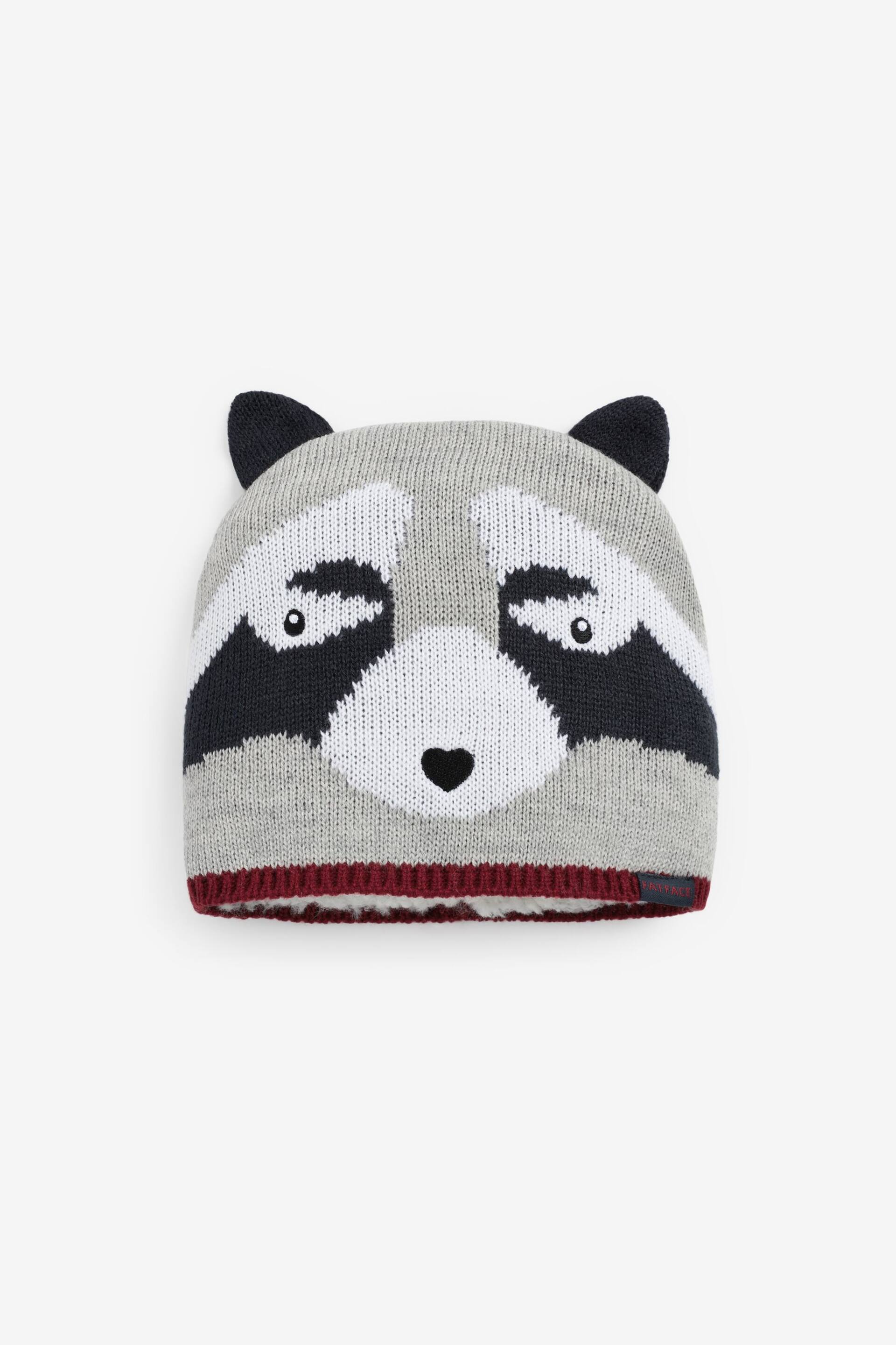 FatFace Grey Ronnie Raccoon Beanie Hat - Image 1 of 1