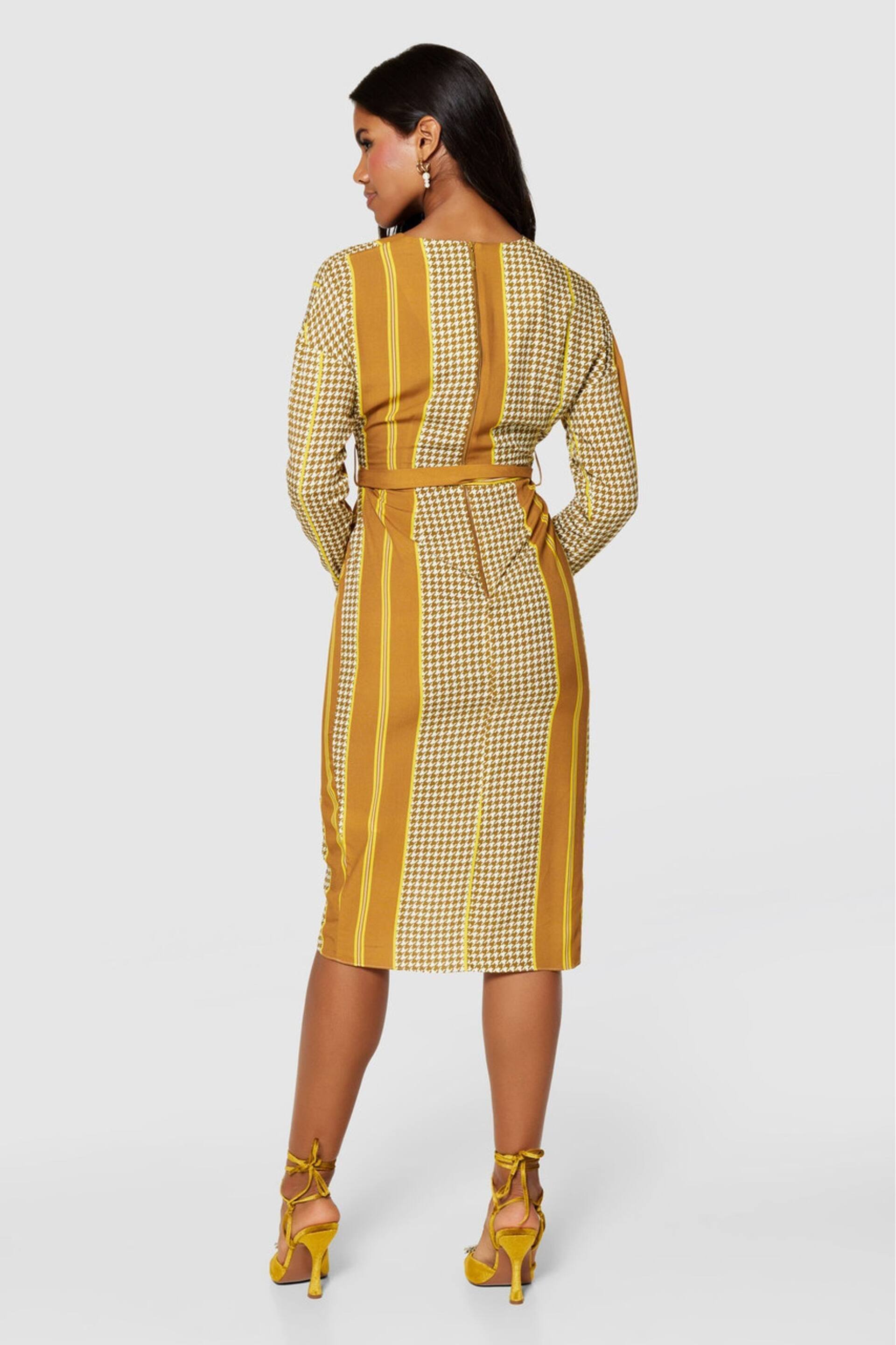 Closet London Brown Long Sleeve Wrap  Pencil Dress - Image 2 of 4