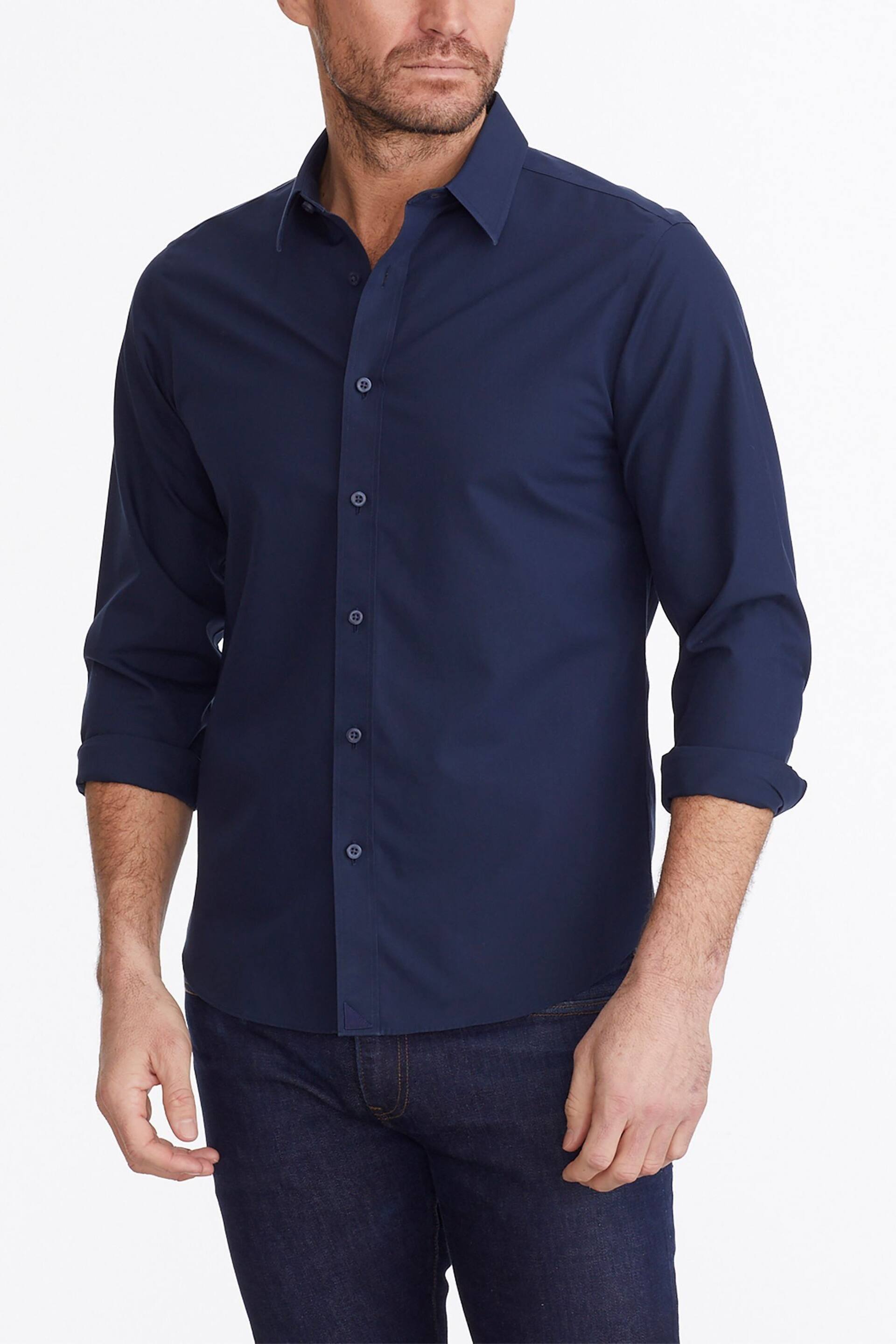 UNTUCKit Navy Blue Wrinkle-Free Relaxed Fit Castello Shirt - Image 4 of 6